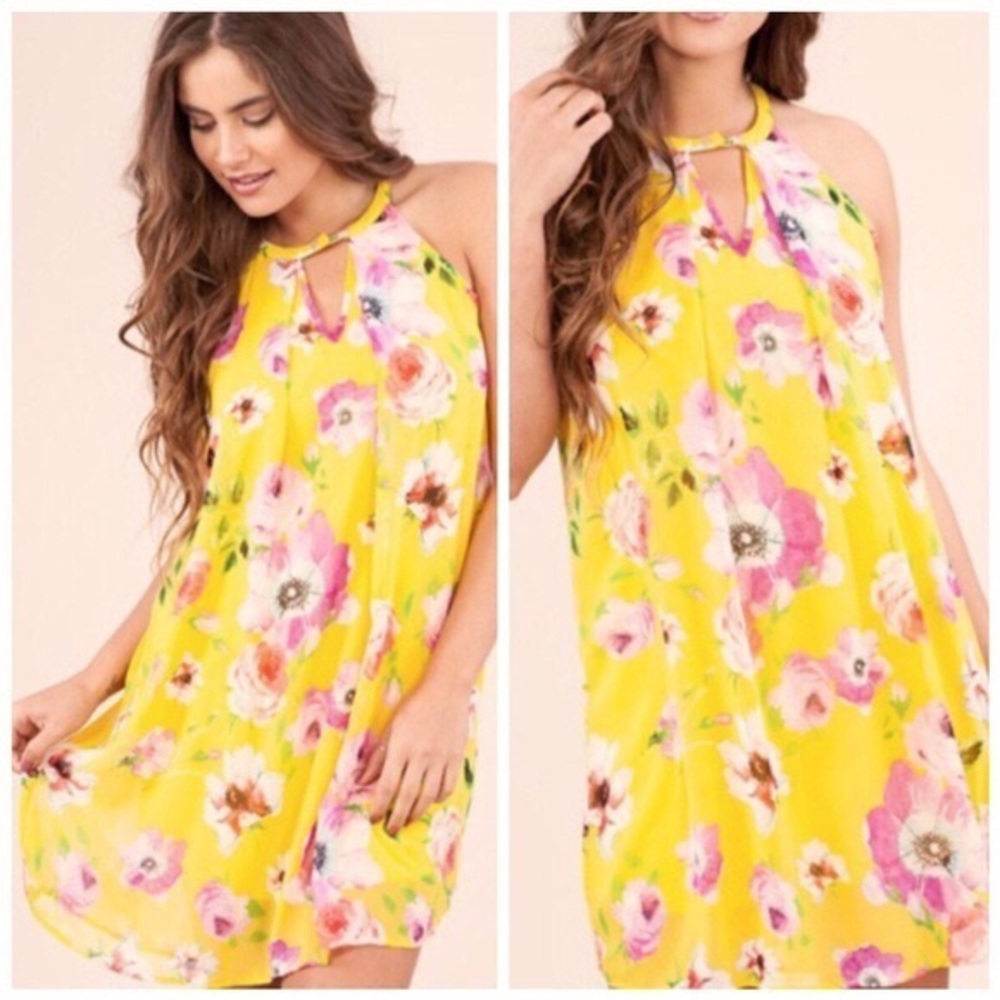New yellow floral dress